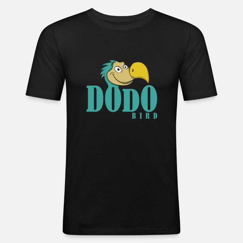 Dodo Schrift mit Dodokopf - Männer Slim Fit T-Shirt - Schwarz