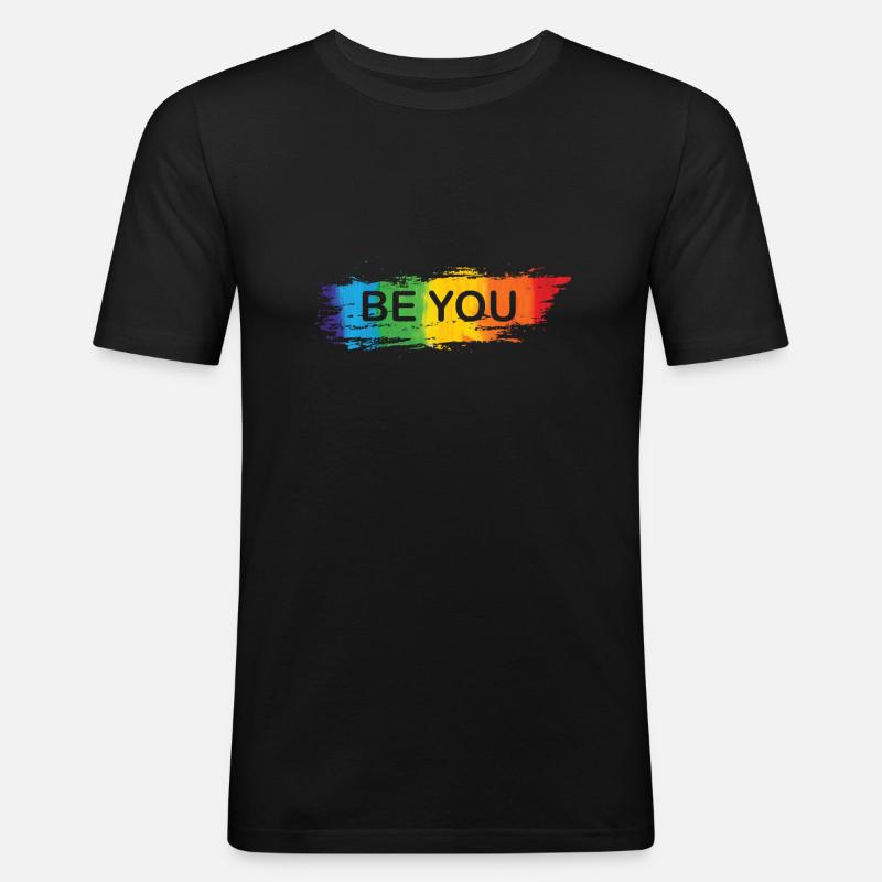 LGBT "Sei du selbst" - Männer Slim Fit T-Shirt - Schwarz