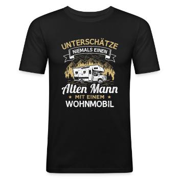 Camping Opa Wohnmobil Rentner Camper Großvater - Männer Slim Fit T-Shirt - Schwarz - Vorne - Nik (191cm)
