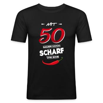 50. Geburtstag - Männer Slim Fit T-Shirt - Schwarz - Vorne - Nik (191cm)