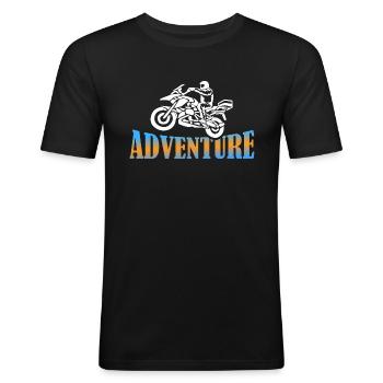 Biker Adventure Tours Moto Friends Cadeau - T-shirt près du corps Homme - noir - Devant - Nik (191cm)
