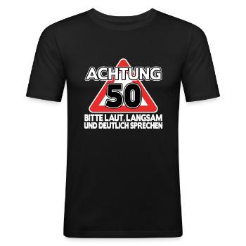 Geschenk 50. Geburtstag 50 Jahre lustig Spruch - Männer Slim Fit T-Shirt - Schwarz - Vorne - Nik (191cm)