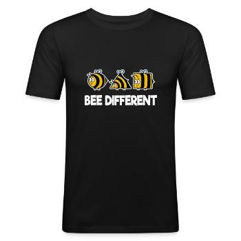 Bee Different Bienen Biene Imker Honig individuell - Männer Slim Fit T-Shirt - Schwarz - Vorne - Nik (191cm)