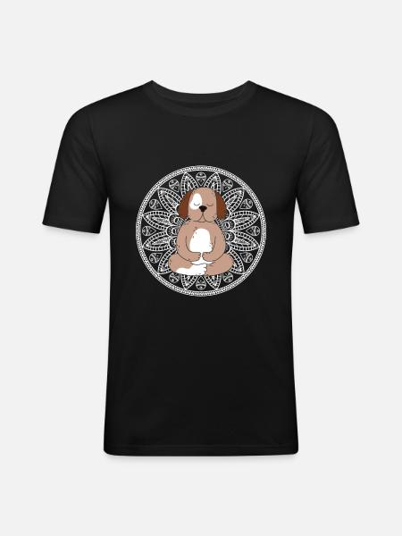 Dog meditation relaxation - Men's Slim Fit T-Shirt - black