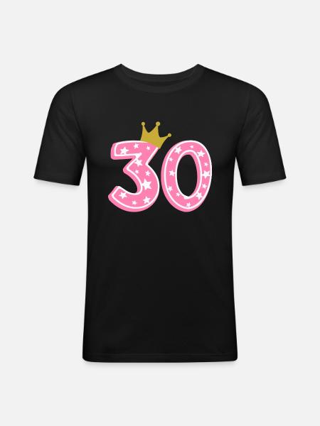 30 Krone 30 års fødselsdag 30 år - Herre Slim Fit T-Shirt - sort