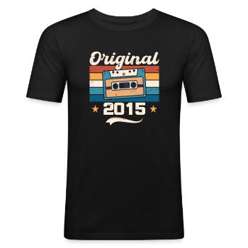 Geboren Geschenk Original 2015 Geschenkidee 2015 - Männer Slim Fit T-Shirt - Schwarz - Vorne - Nik (191cm)