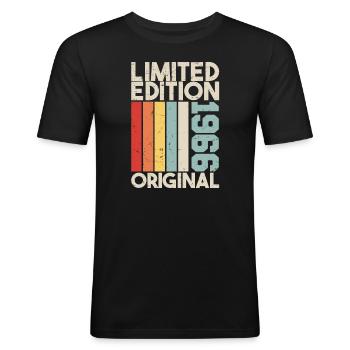 1966 - Limited Edition Birthday Gift 1966 Original - Männer Slim Fit T-Shirt - Schwarz - Vorne - Nik (191cm)