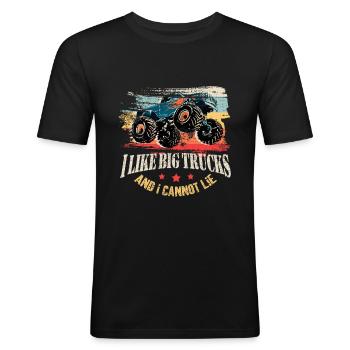 J'aime les gros camions et je ne peux pas mentir tout-petit - Monst - T-shirt près du corps Homme - noir - Devant - Nik (191cm)