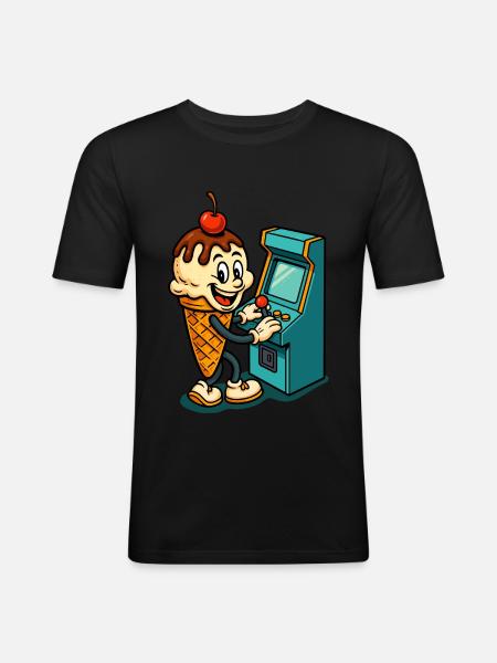 Retro Fun Cream Gamer - Men's Slim Fit T-Shirt - black