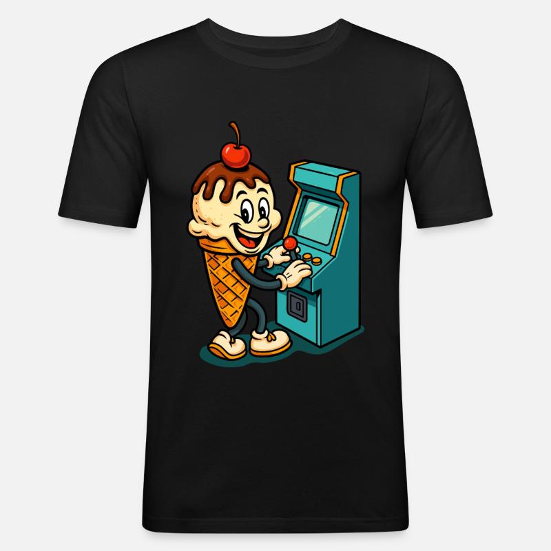 Retro Fun Cream Gamer - Men's Slim Fit T-Shirt - black