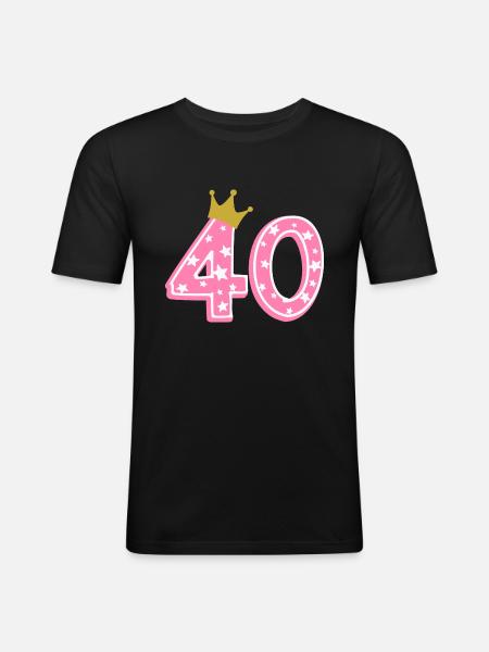 40 Krone 40 års fødselsdag 40 år - Herre Slim Fit T-Shirt - sort