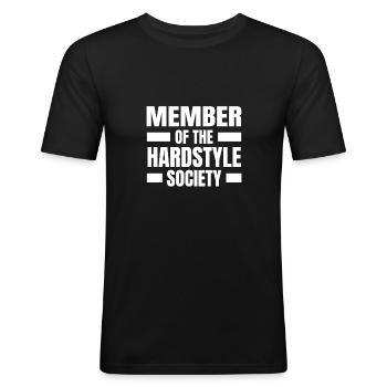 Member of Hardstyle Society Hardstyle Merchandise - Männer Slim Fit T-Shirt - Schwarz - Vorne - Nik (191cm)