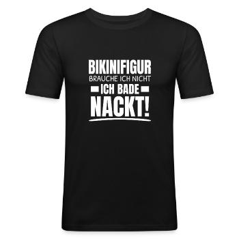 Qui se baigne nue putain de maillot de bain - T-shirt près du corps Homme - noir - Devant - Nik (191cm)