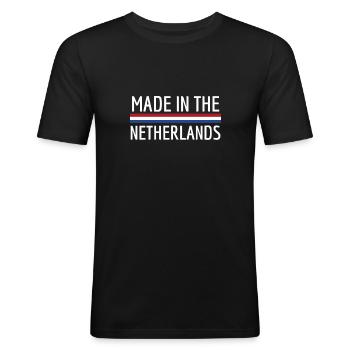 Fabriqué aux Pays-Bas Pays-Bas Néerlandais Koningsdag - T-shirt près du corps Homme - noir - Devant - Nik (191cm)