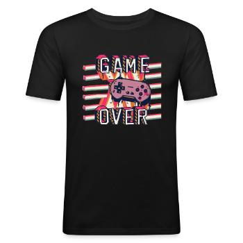 Retro Gamer T-Shirt Console De Jeu Manette - T-shirt près du corps Homme - noir - Devant - Nik (191cm)