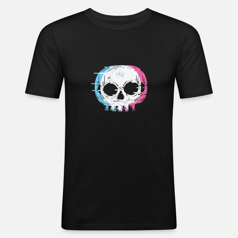 Schädel Gothic Styl - Männer Slim Fit T-Shirt - Schwarz