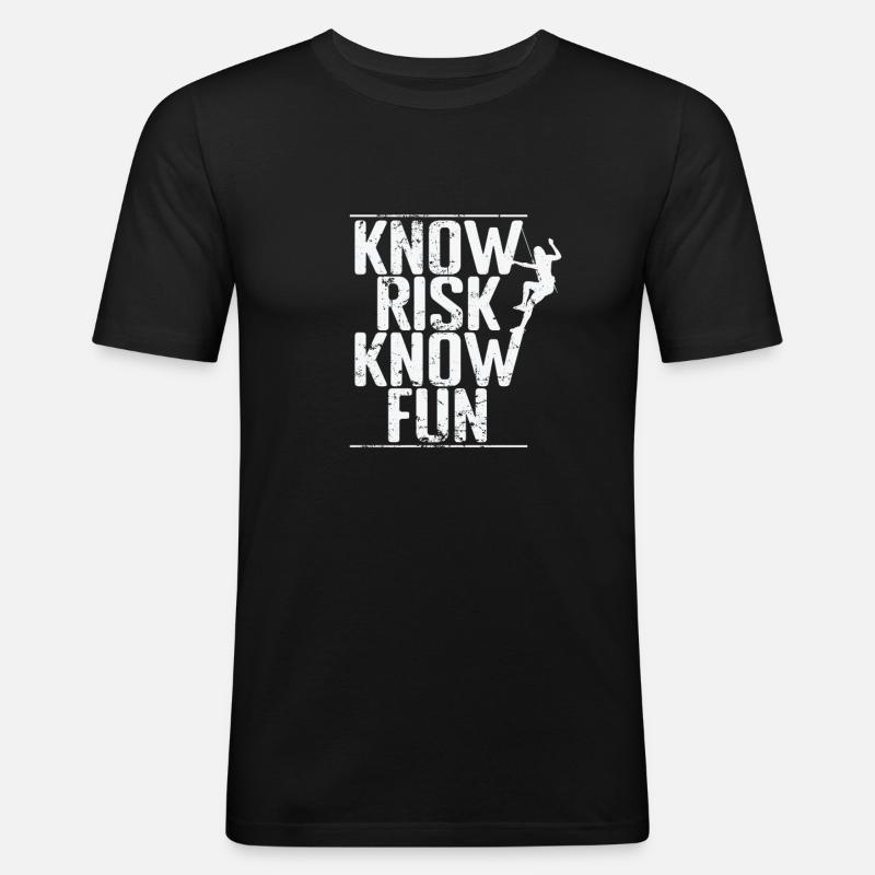 Know Risk Know Fun Bouldering - Men's Slim Fit T-Shirt - black