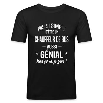 Chauffeur de bus - T-shirt près du corps Homme - noir - Devant - Nik (191cm)
