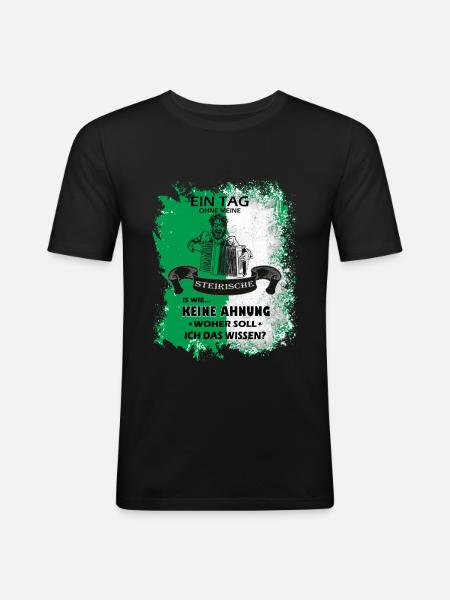 Steiermark Spruch Steirische Harmonika - Männer Slim Fit T-Shirt - Schwarz