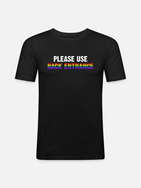 Please Use Back Entrance - Men's Slim Fit T-Shirt - black