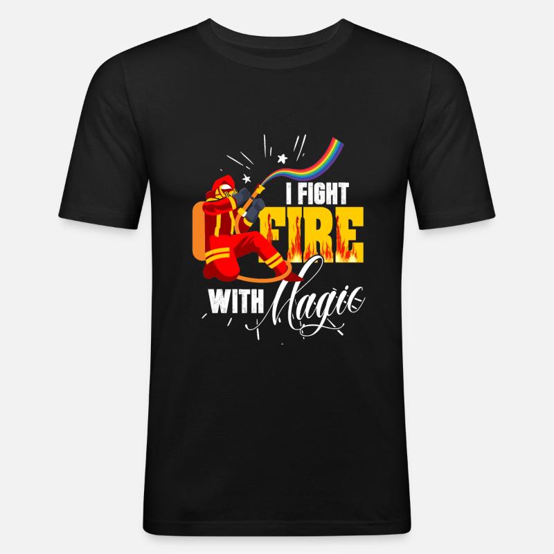 Fire Brigade Magic Rainbow Gift - Men's Slim Fit T-Shirt - black