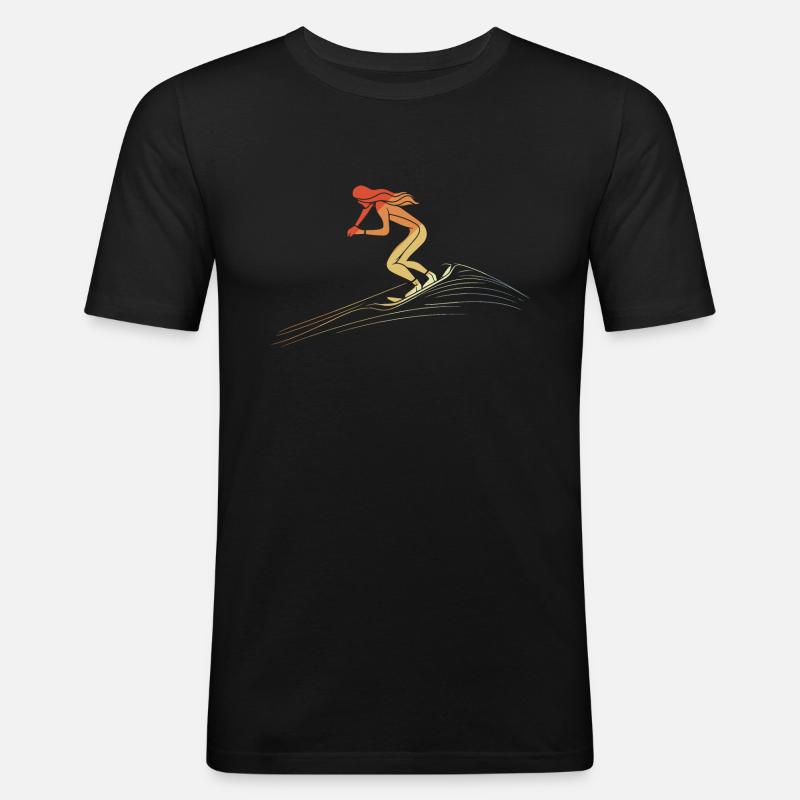 Retro Snowboard Mädchen - Männer Slim Fit T-Shirt - Schwarz