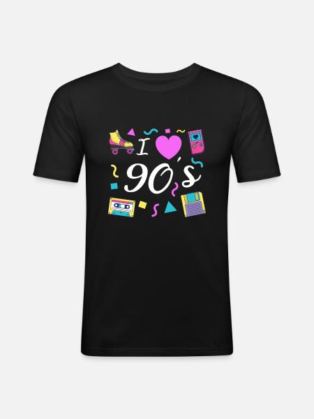 Jeg elsker 90'erne 90'erne Party Retro Costume Gift - Herre Slim Fit T-Shirt - sort