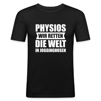 Physio Physiotherapeut Physiotherapie Geschenk - Männer Slim Fit T-Shirt - Schwarz - Vorne - Nik (191cm)