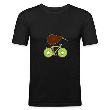 Cadeau kiwis vélo vélo kiwi de Nouvelle-Zélande - T-shirt près du corps Homme - noir - Devant - Nik (191cm)