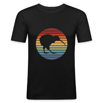 Nouvelle-Zélande Kiwi Kiwis New Zealand Vintage Gift - T-shirt près du corps Homme - noir - Devant - Nik (191cm)