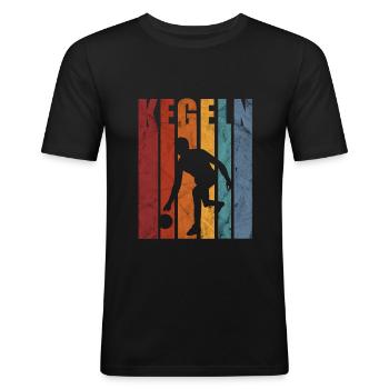 Kegler Kegeln Kegel Geschenk - Männer Slim Fit T-Shirt - Schwarz - Vorne - Nik (191cm)
