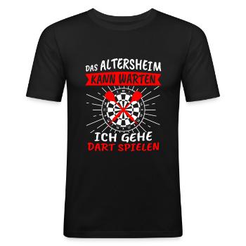 Dart Lustig Darts Spruch Geschenk - Männer Slim Fit T-Shirt - Schwarz - Vorne - Nik (191cm)