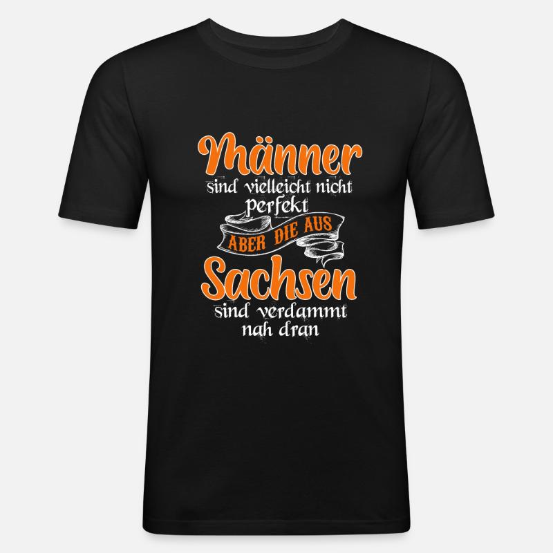 Sachsen Dresden Ostalgie Geschenk - Männer Slim Fit T-Shirt - Schwarz