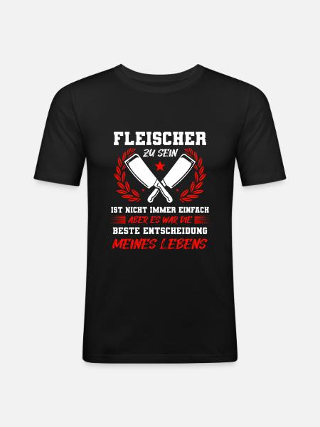 Fleischer Wurst Metzger Geschenk - Männer Slim Fit T-Shirt - Schwarz