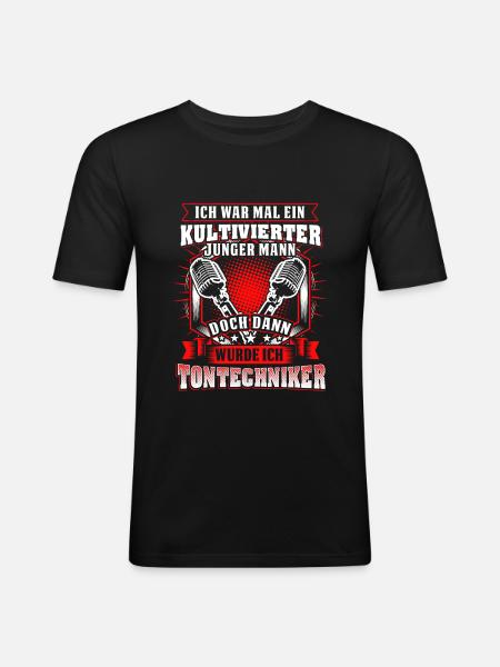Tontechniker Veranstaltungstechniker Tontechnik Ge - Männer Slim Fit T-Shirt - Schwarz