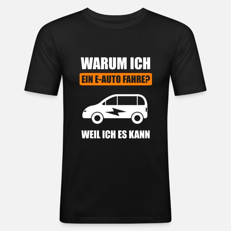 Elektroauto E-Auto Elektromobilität Geschenk - Männer Slim Fit T-Shirt - Schwarz