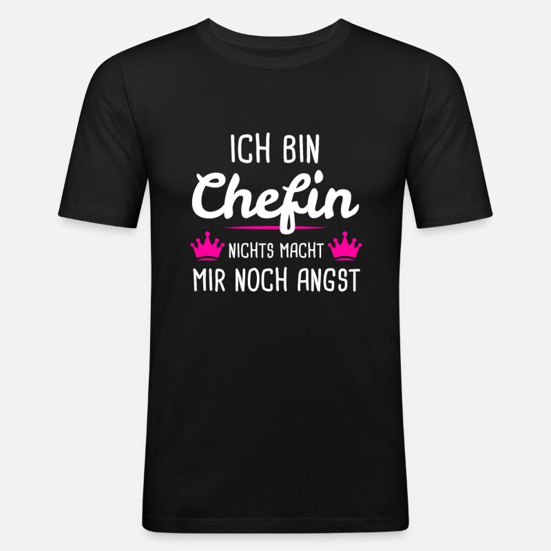 Chefin Chef Vorgesetzte Geschenk - Männer Slim Fit T-Shirt - Schwarz
