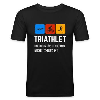 Triathlon Triathlet Triathleten Geschenk - Männer Slim Fit T-Shirt - Schwarz - Vorne - Nik (191cm)