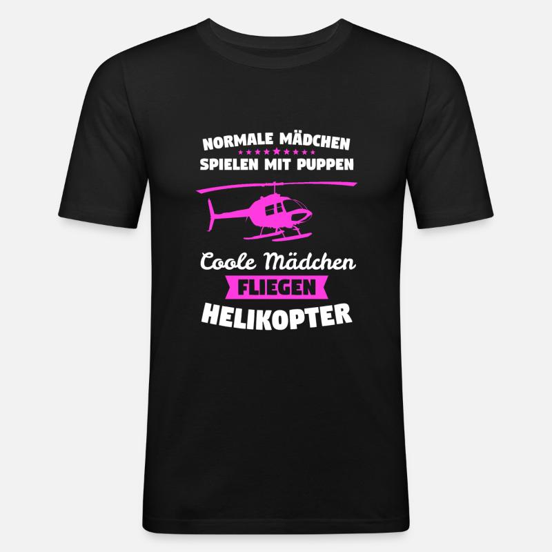 Helikopter Hubschrauber Pilot Geschenk - Männer Slim Fit T-Shirt - Schwarz