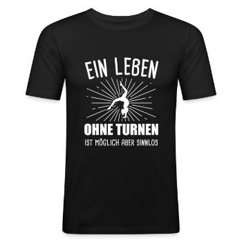 Turnen Turner Gymnastik Geschenk - Männer Slim Fit T-Shirt - Schwarz - Vorne - Nik (191cm)