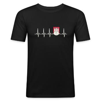 Hamburg coat of arms heartbeat EKG for hamburgers - Men's Slim Fit T-Shirt - black - Front - Nik (191cm)