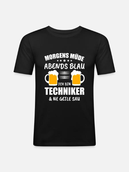 Techniker Computer Technik Geschenk - Männer Slim Fit T-Shirt - Schwarz