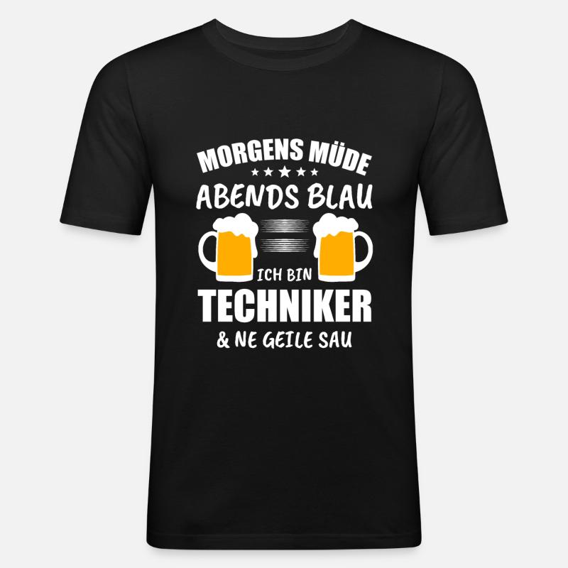 Techniker Computer Technik Geschenk - Männer Slim Fit T-Shirt - Schwarz
