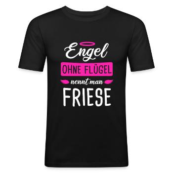 Friese Friesenpferd Friesen Geschenk - Männer Slim Fit T-Shirt - Schwarz - Vorne - Nik (191cm)