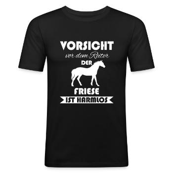 Friese Friesen Friesenpferd Geschenk - Männer Slim Fit T-Shirt - Schwarz - Vorne - Nik (191cm)