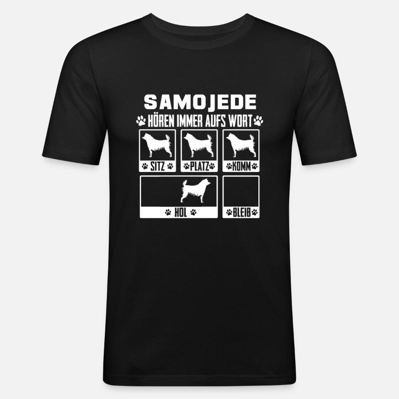 Samojede Samojeden Hund Geschenk - Männer Slim Fit T-Shirt - Schwarz