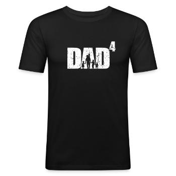 Dad hoch 4 Vater mit 4 Kindern vierfacher Papa - Männer Slim Fit T-Shirt - Schwarz - Vorne - Nik (191cm)