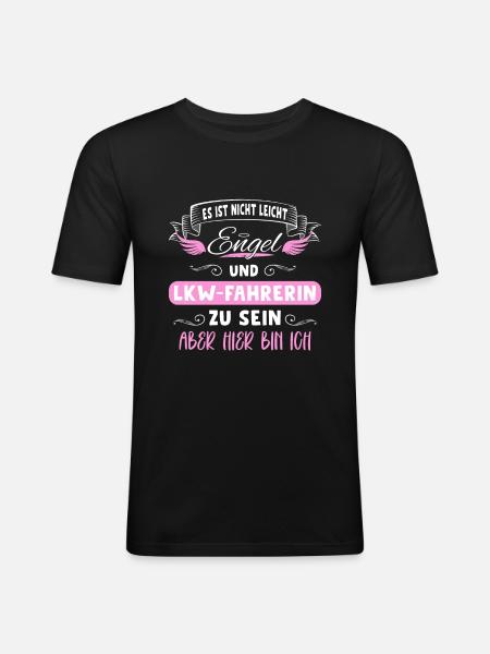 LKW-Fahrerin Brummifahrer Fernfahrer Geschenk - Männer Slim Fit T-Shirt - Schwarz