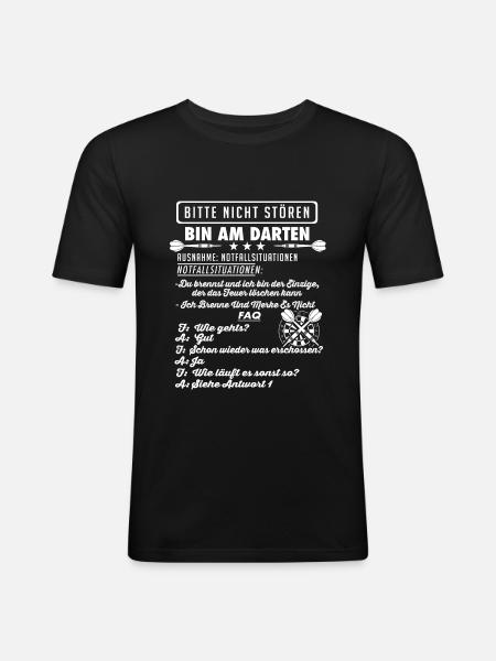 Dart Darts Darten Geschenk - Männer Slim Fit T-Shirt - Schwarz