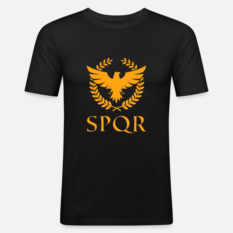 SPQR Rom Senat Geschenk - Männer Slim Fit T-Shirt - Schwarz